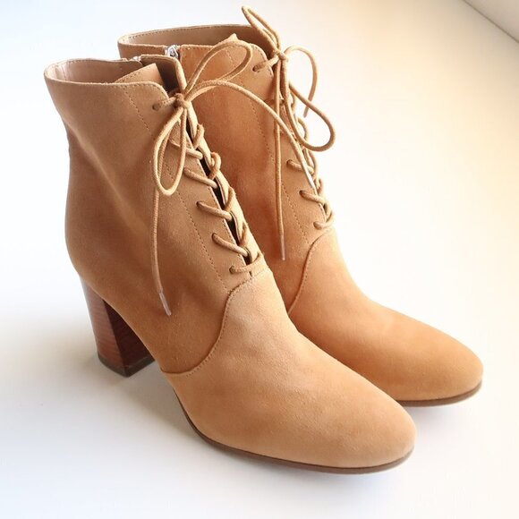 Marc Fisher Suede Leather Block Heel Lace-up Ankle Boots / Booties Size 7.5 - Picture 15 of 16